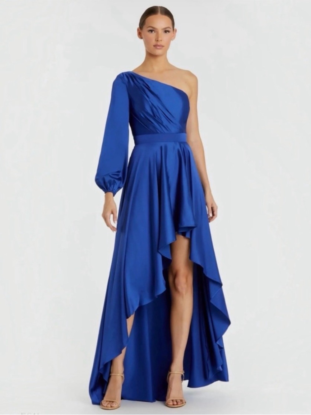 Mac Duggal One-Shoulder Royal Blue High-Low Gown NWT